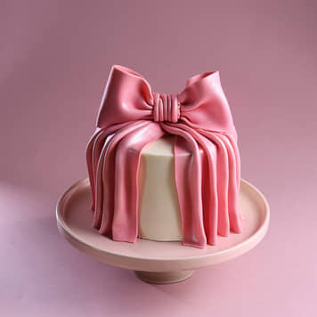 Pink Bow Bridal Cake