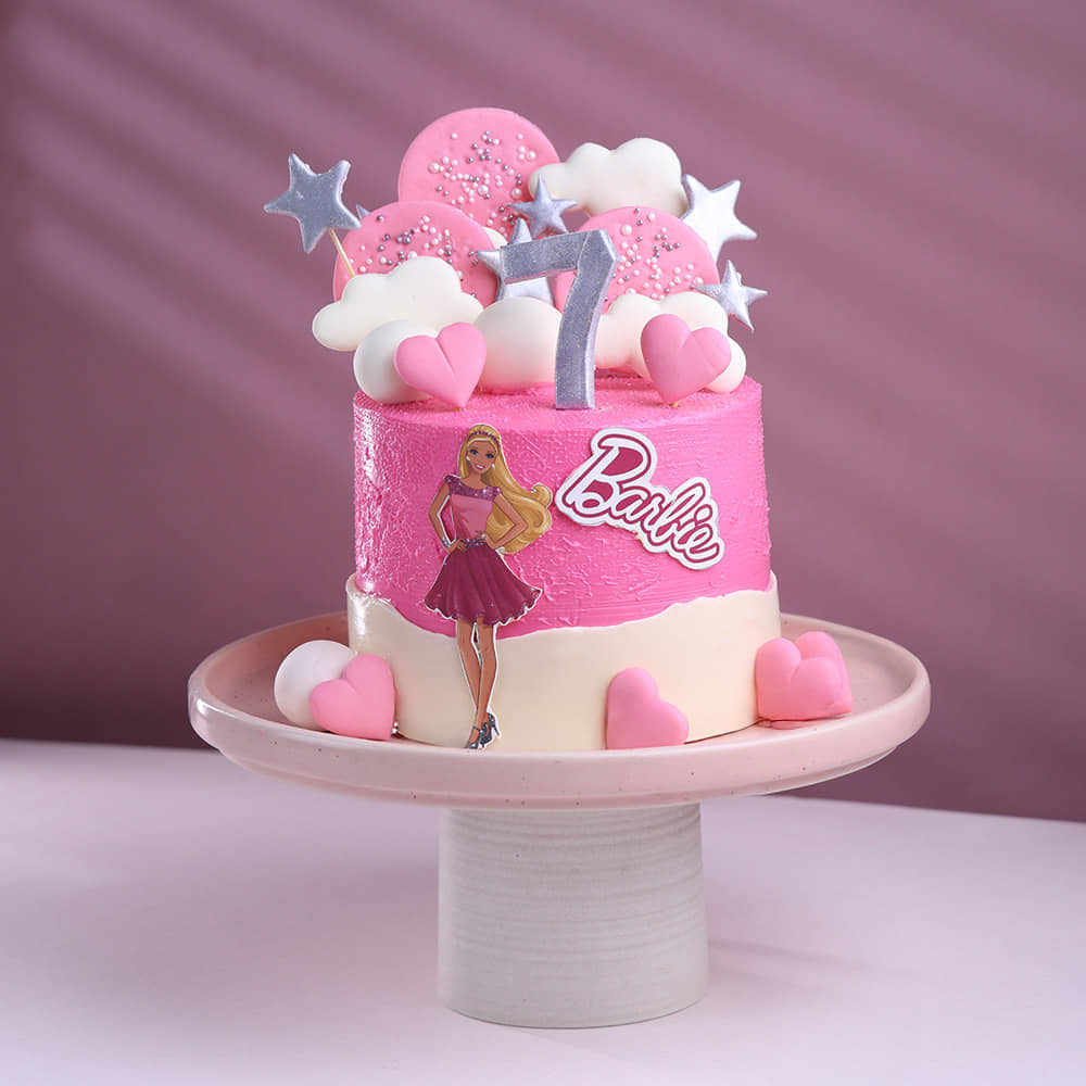 Side View of Cloudy Barbie Theme Cake