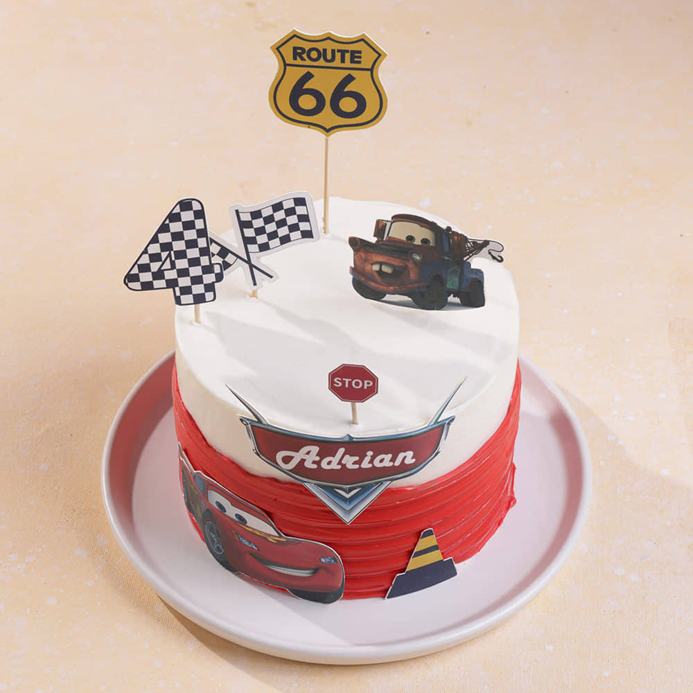 Front View of Racing Fun Car Cake