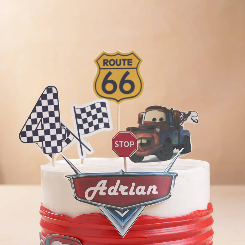 Top View of Racing Fun Car Cake