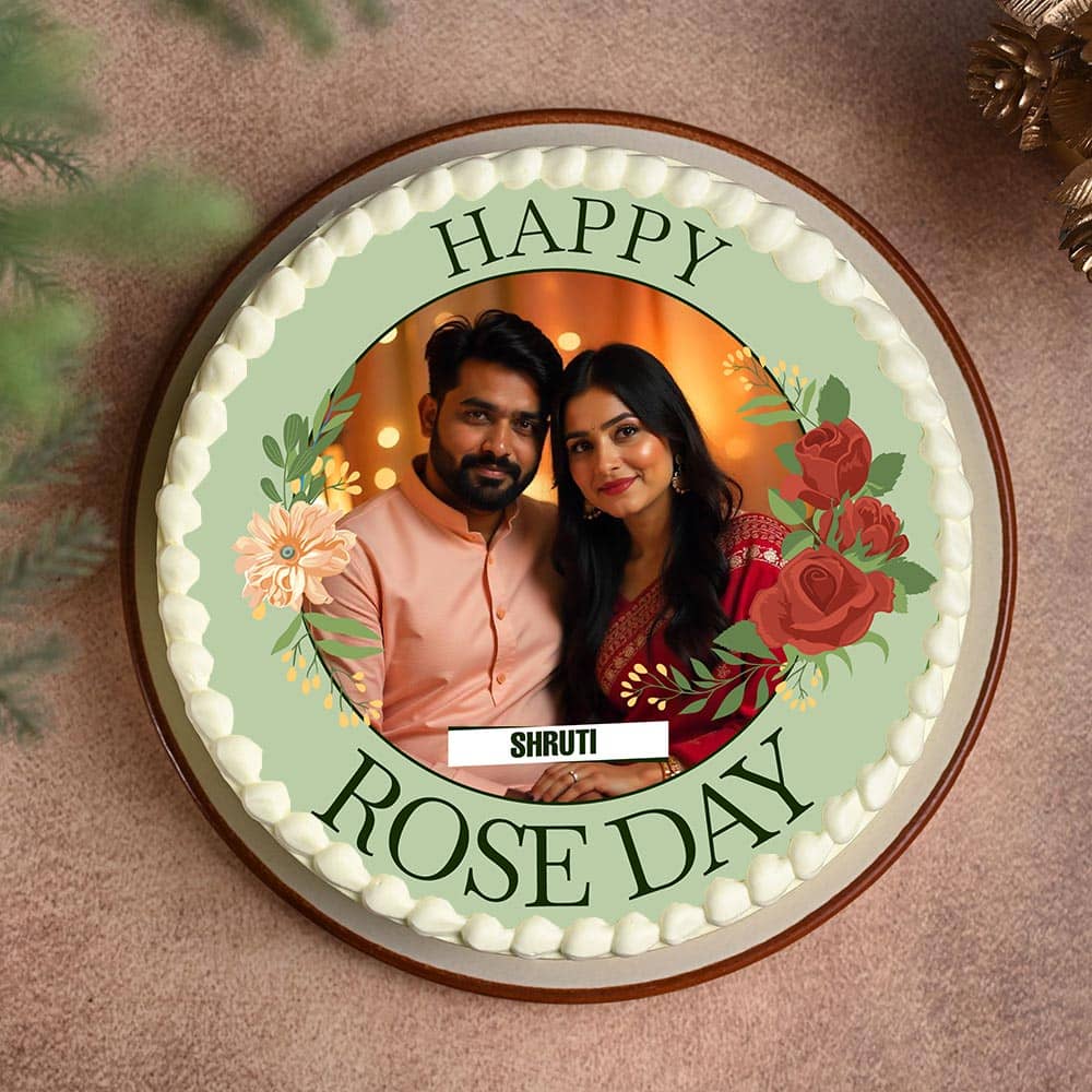 Top View of Rose Day Delight Photo Cake
