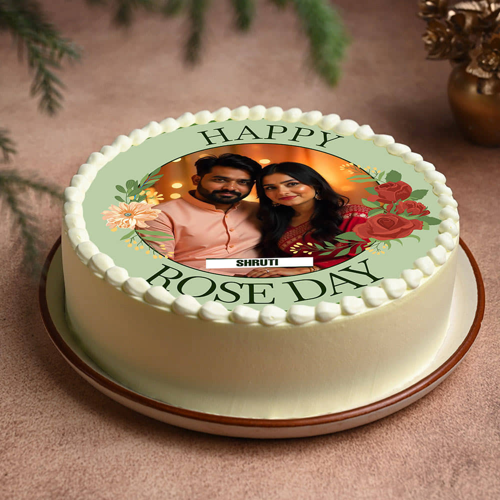 Front View of Rose Day Delight Photo Cake