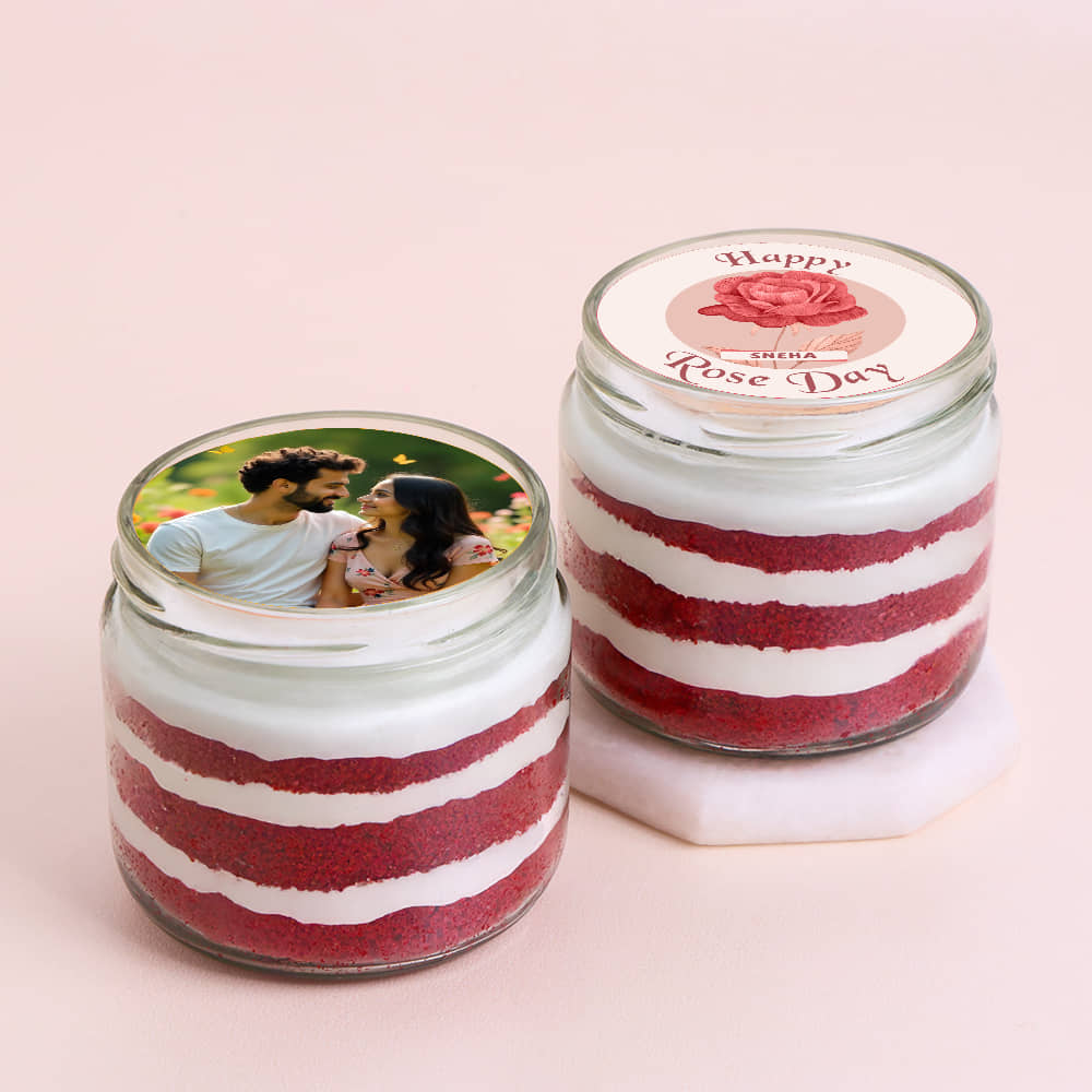Front View of Rose Day Love With Red Velvet Jar