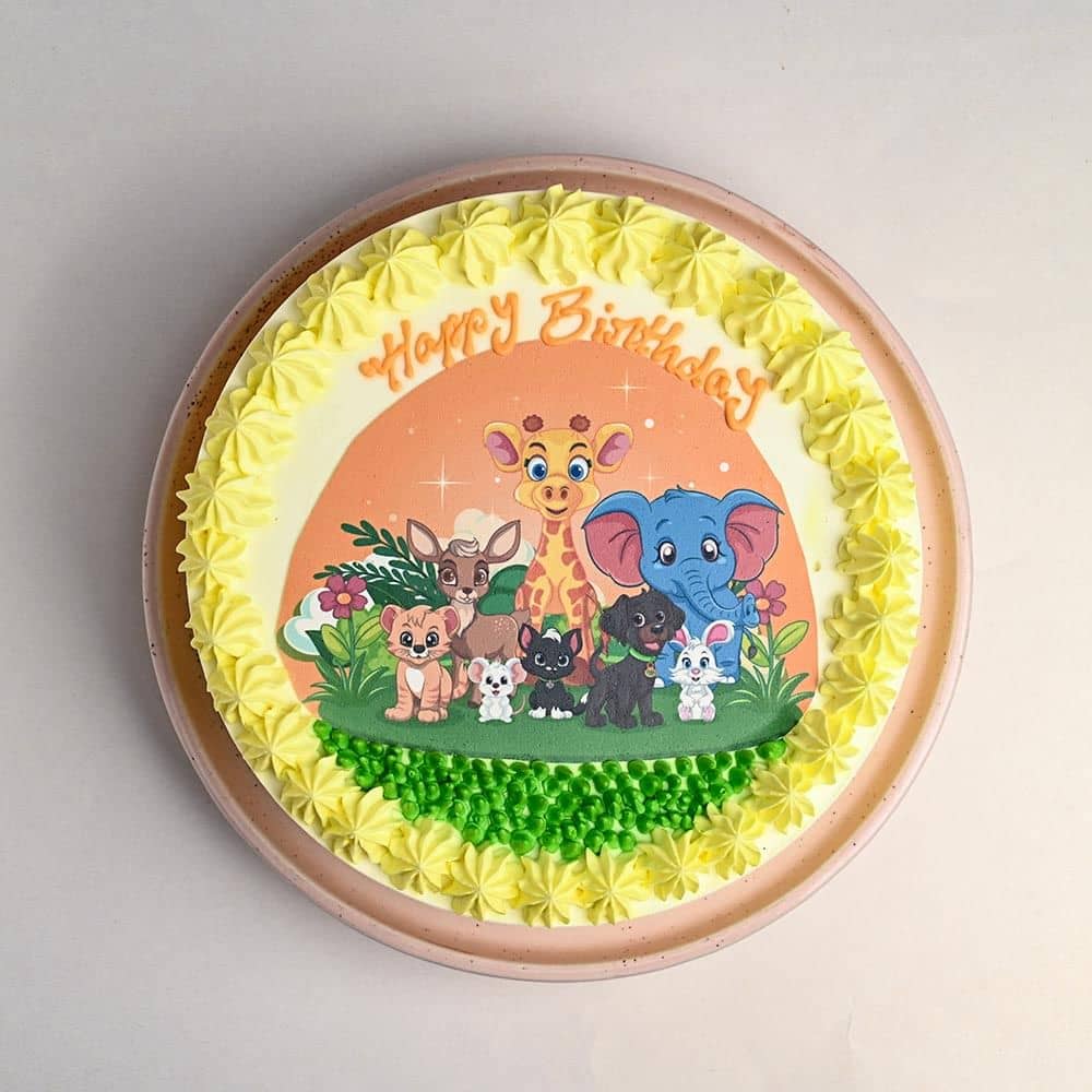 Top View of Jungle Joy Birthday Cake