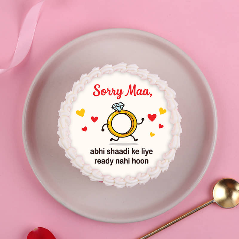 Top View of Sorry Maa No Shaadi Bento Cake
