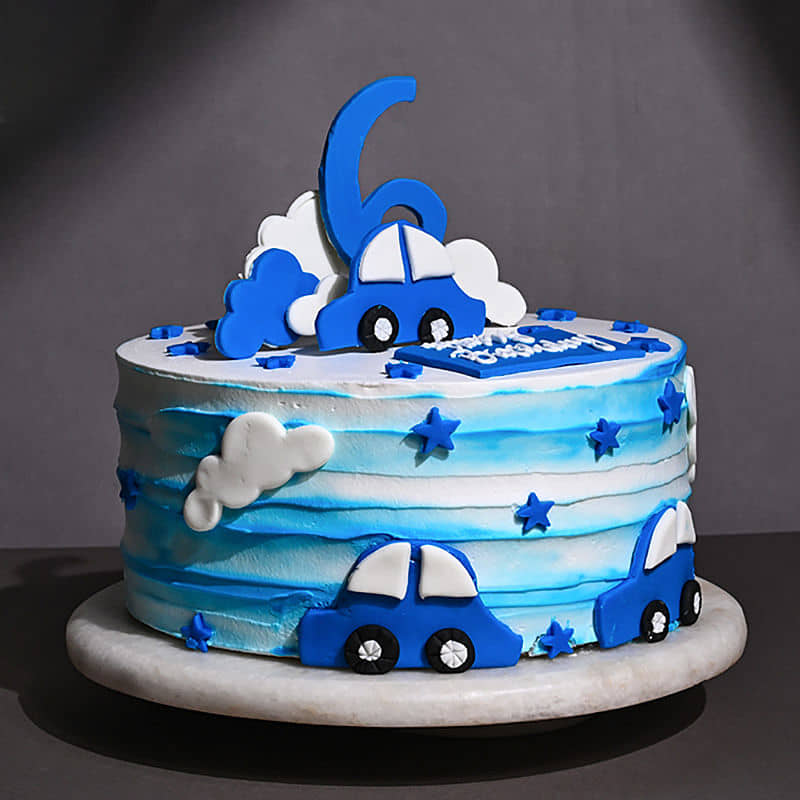 Front View of Special Six Birthday Cake