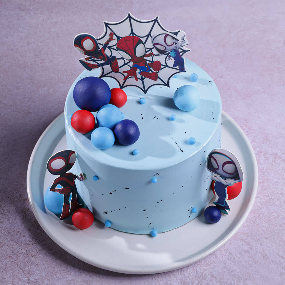 Top View of Spiderman Amazing Squad Cake