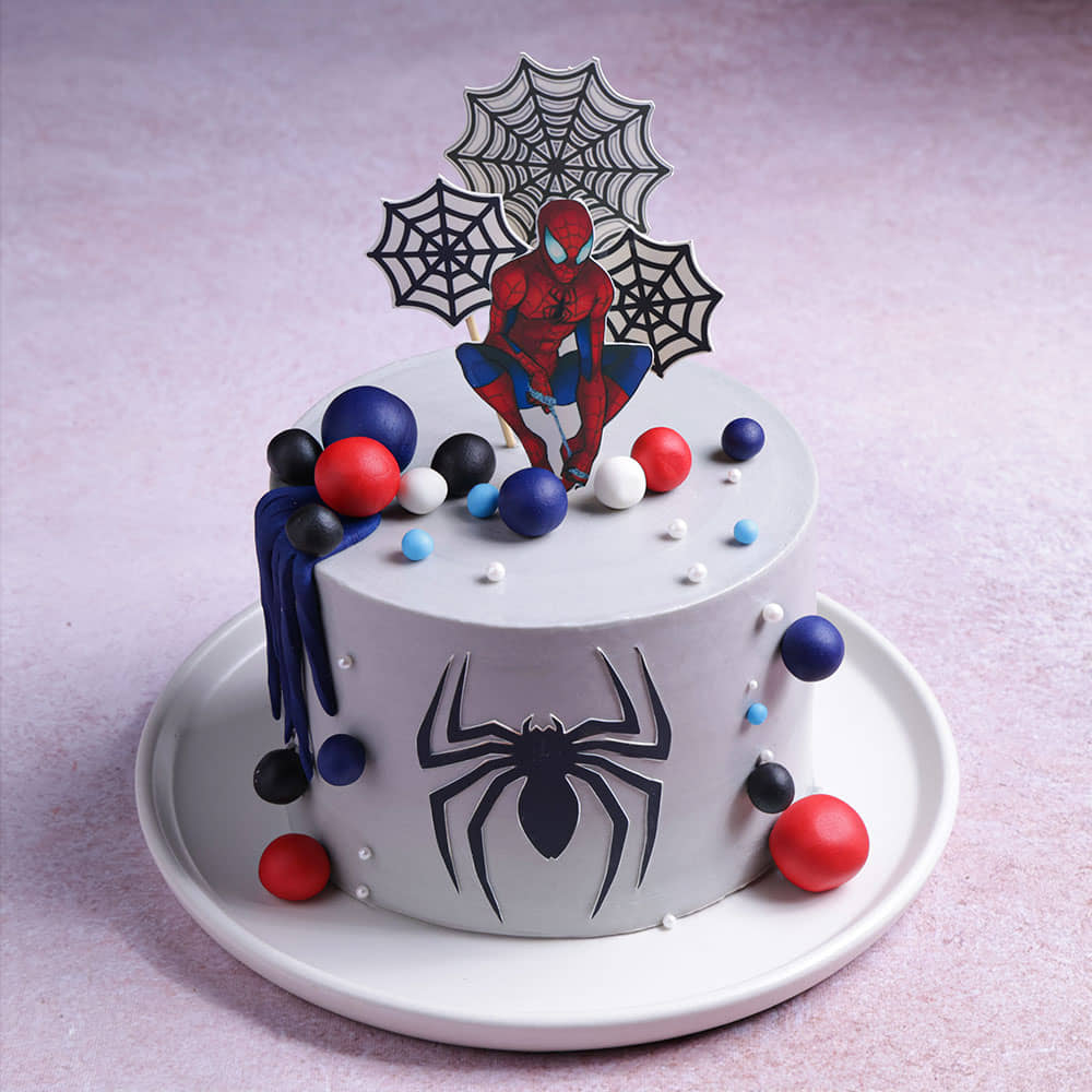 Top View of Spiderman Web Adventure Cake