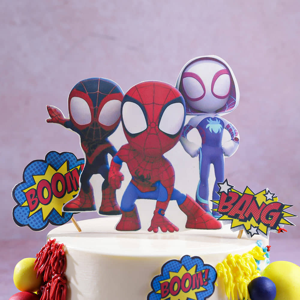 Zoomed View Spidey And Hero Friends Theme Cake