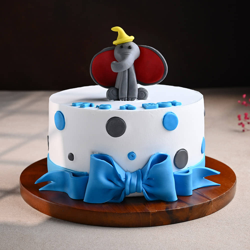 Side View of Baby Boy Celebration Cake
