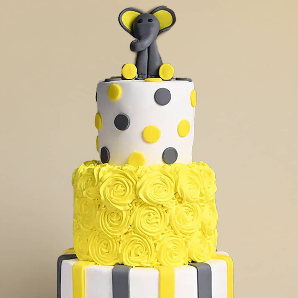 Side View of Adorable Elephant Tier Cake