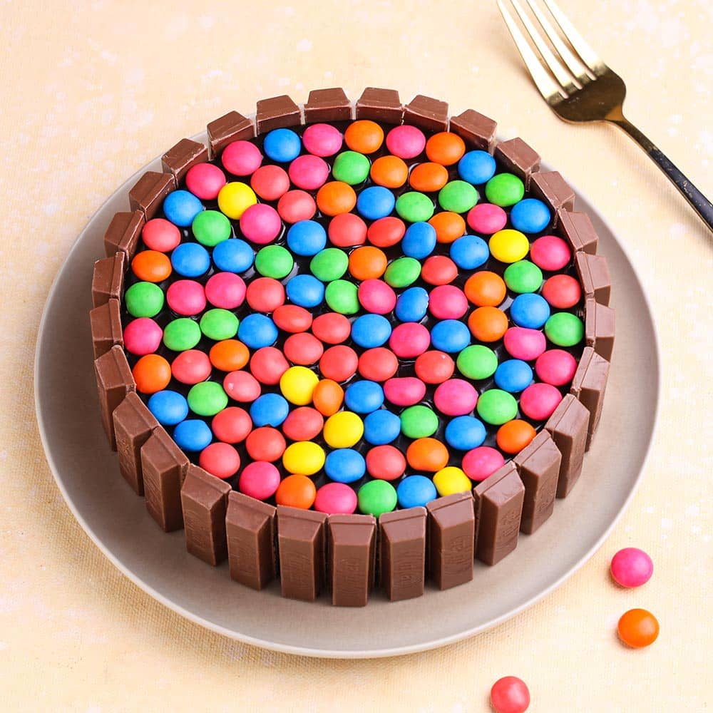 Top View of Kitkat Cake N Gems Cake
