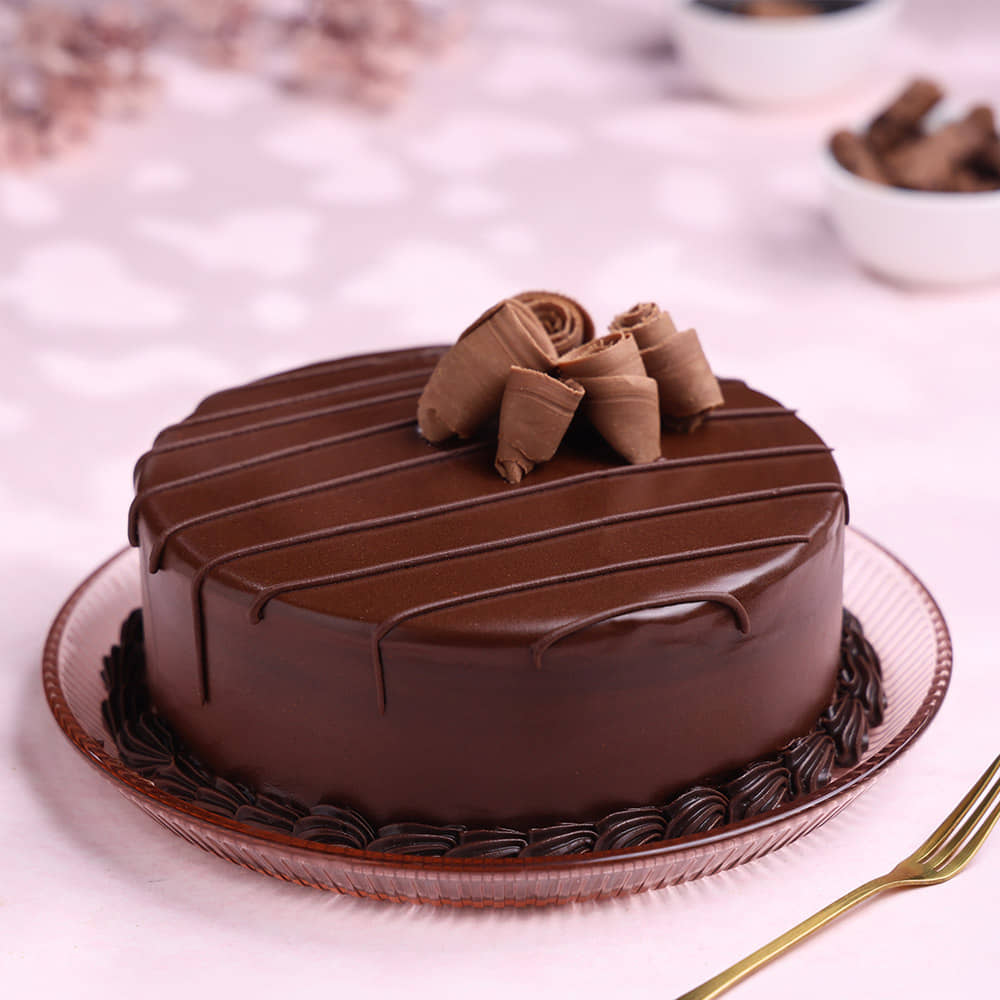 Front Angled View of Chocolate Truffle Cake