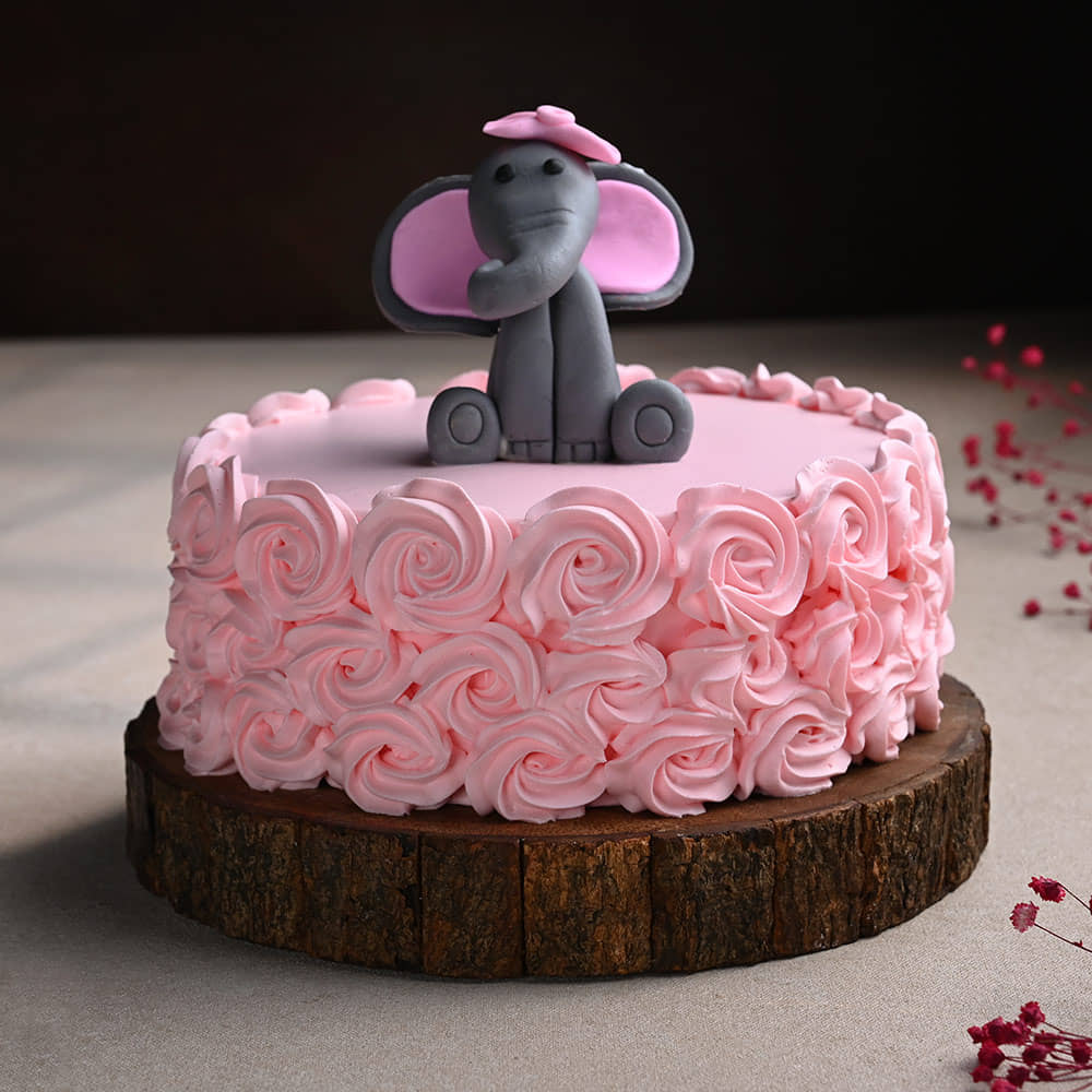 Side View of Charming Rosette Elephant Cake