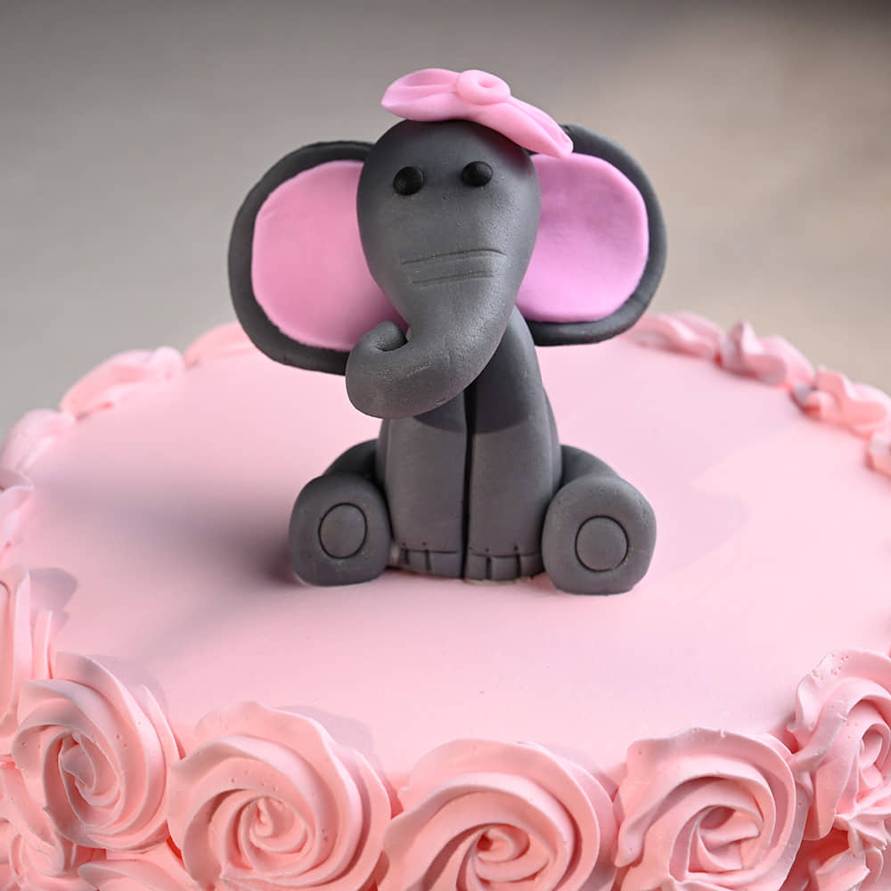 Front View of Charming Rosette Elephant Cake