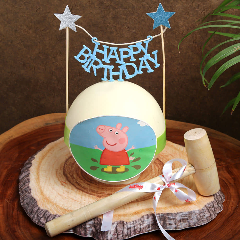 Peppa Pig Pinata Cake in Red Velvet Flavour