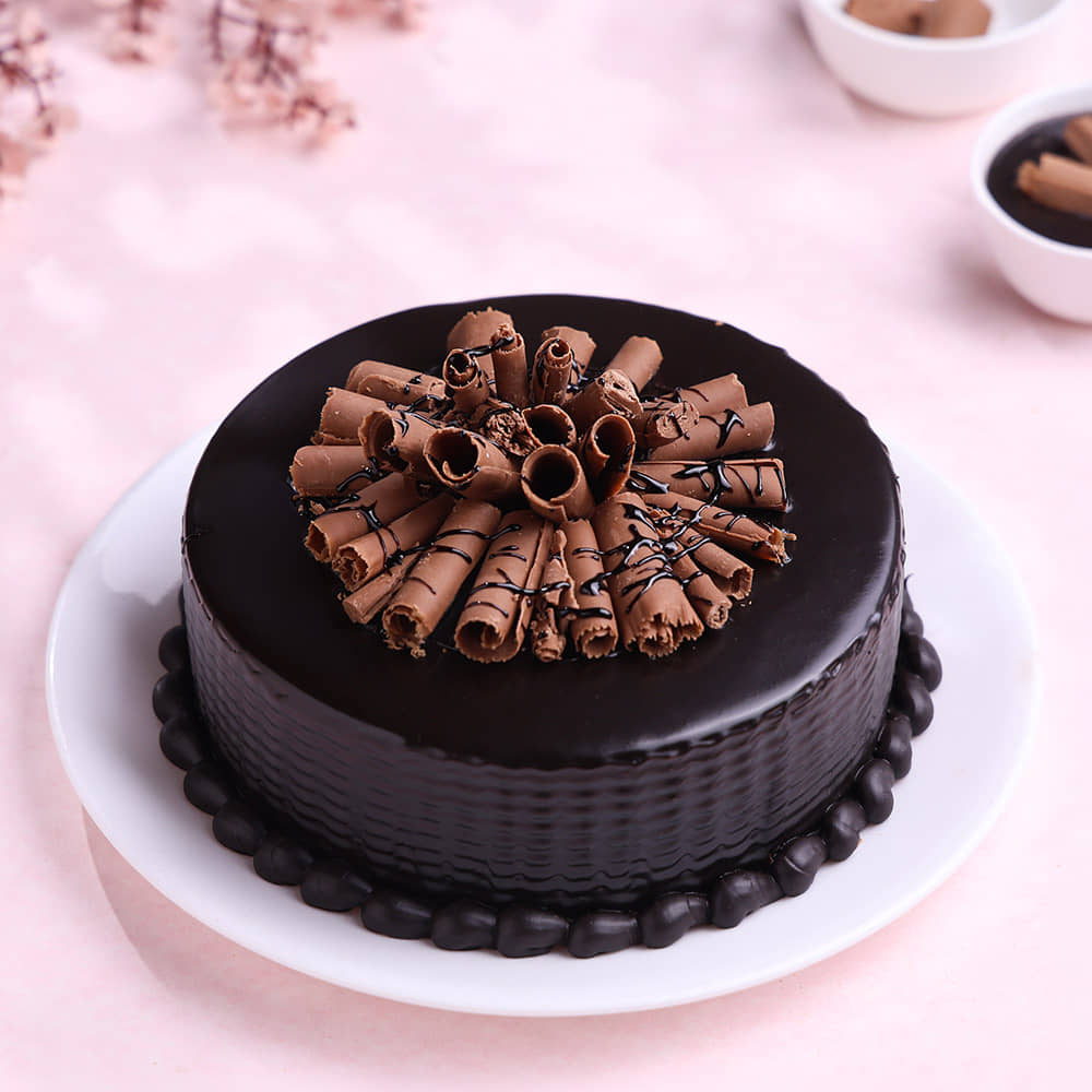 Top View of Chocolate Cake with Swirling Design