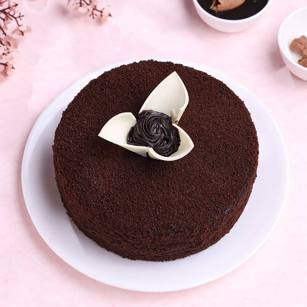 Top View of Chocolate Ganache Truffle Cake