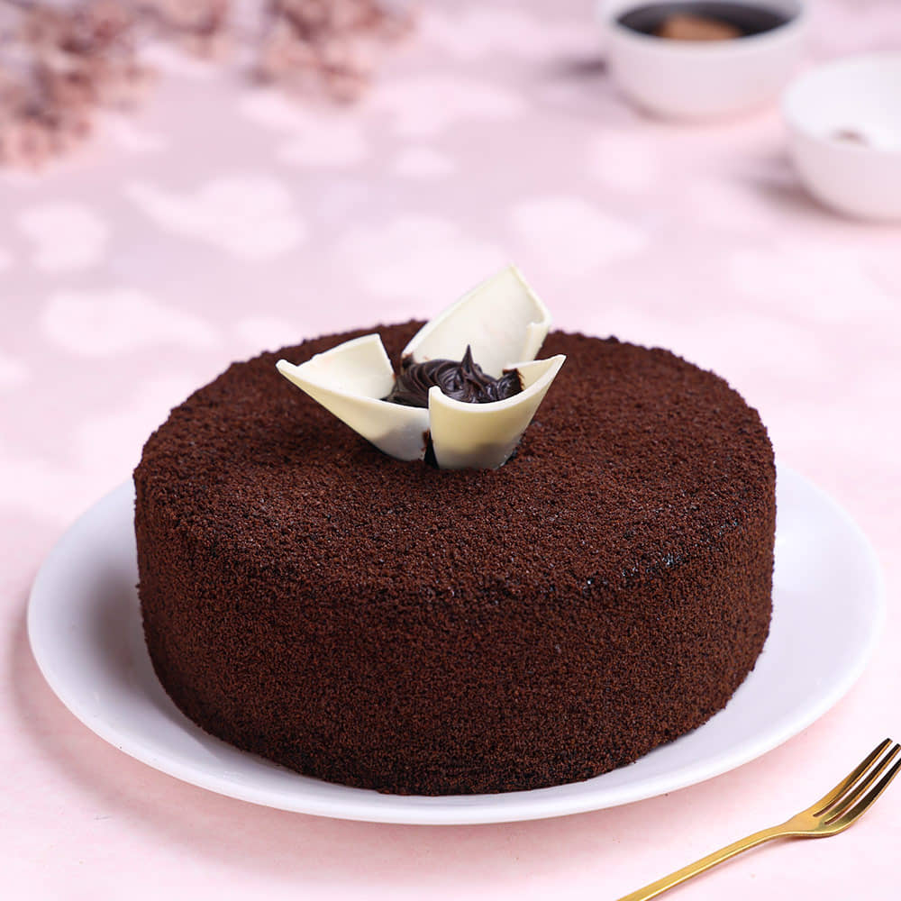 Front View of Chocolate Ganache Truffle Cake