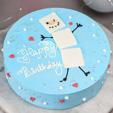 Snowman Vanilla Birthday Cake