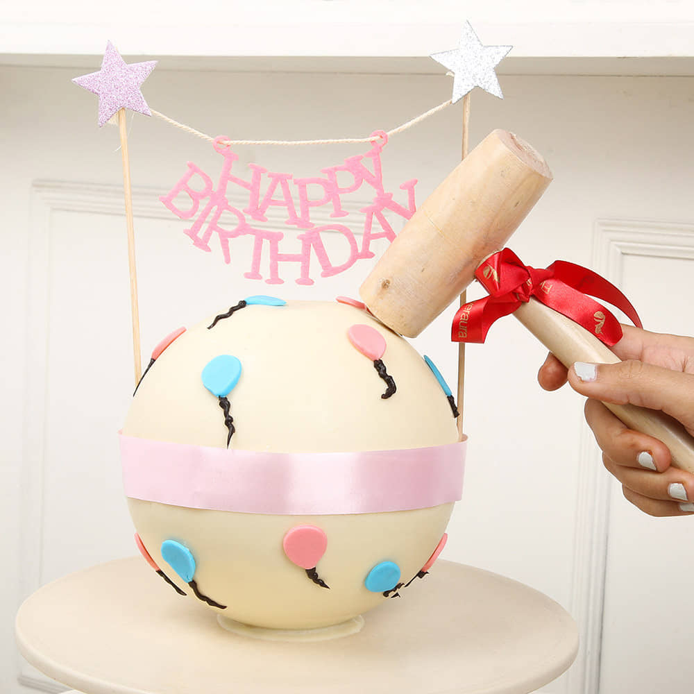 Sphere Pineapple Pinata Cake with Hammer