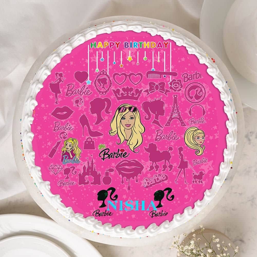Top View of Barbielicious Birthday Cake