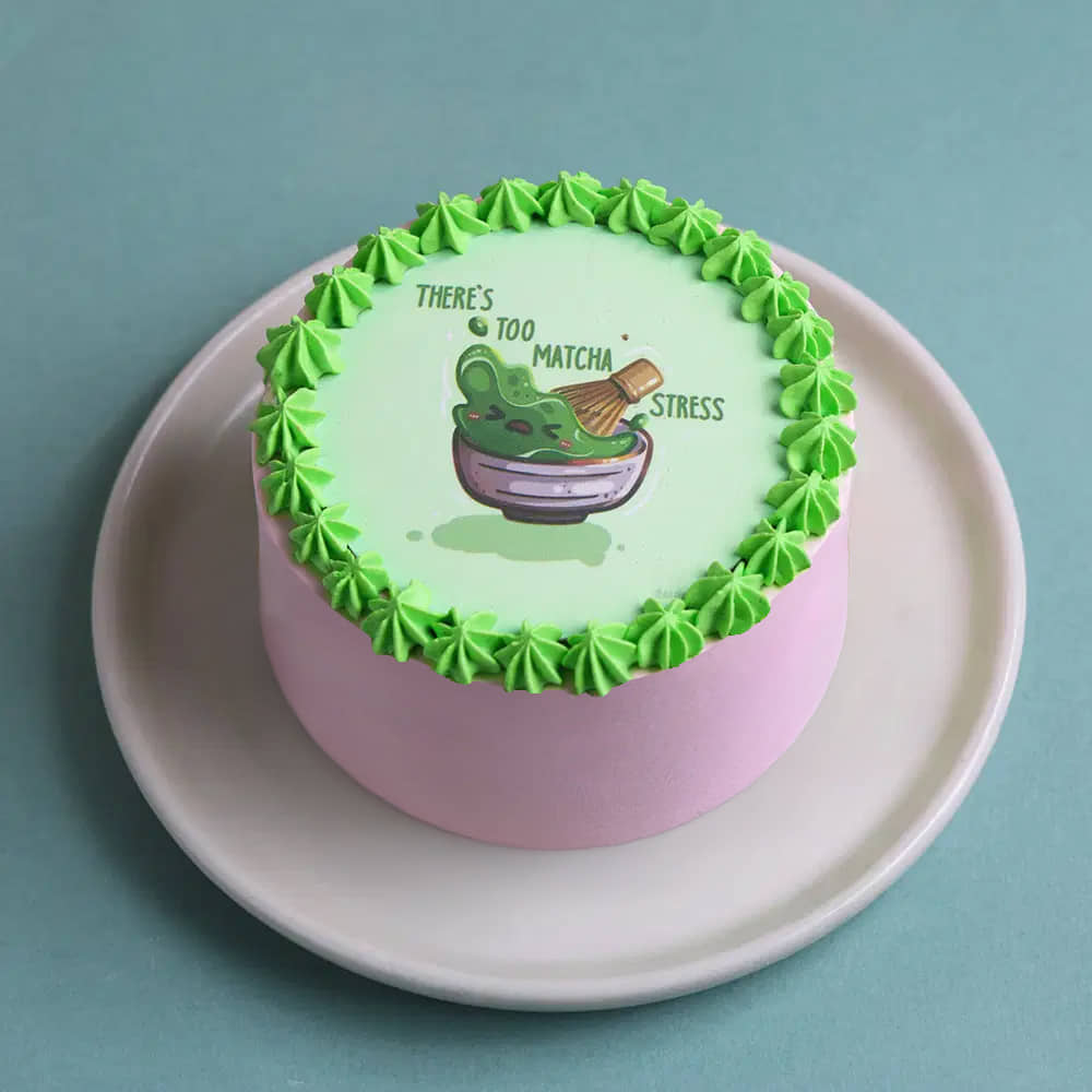 Front View of Matcha Stress Bento Cake