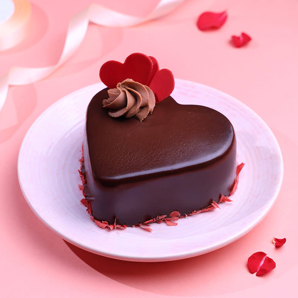 Front View of Chocolate Berry Bento Cake