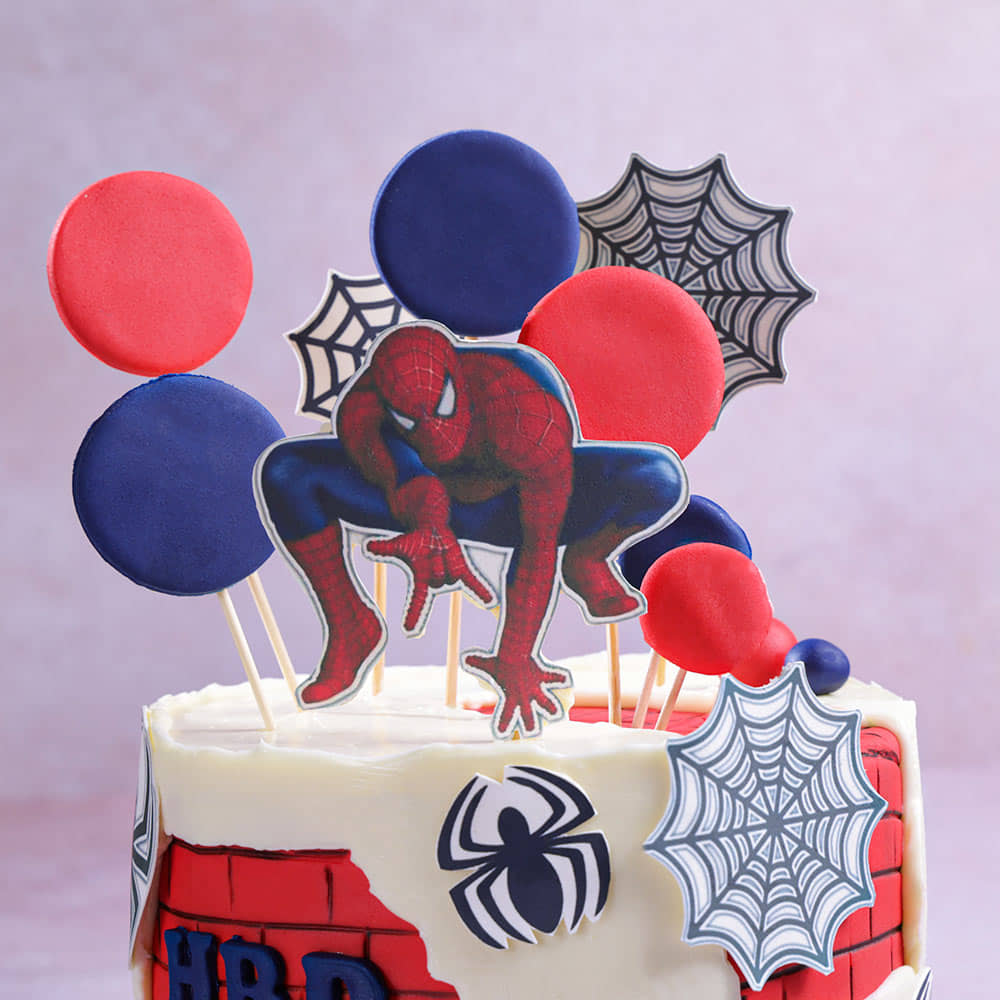 Zoomed View Web Slinger Spiderman Theme Cake