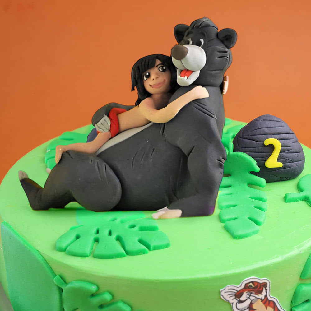 Front View of Mowgli N Friends Celebration Cake