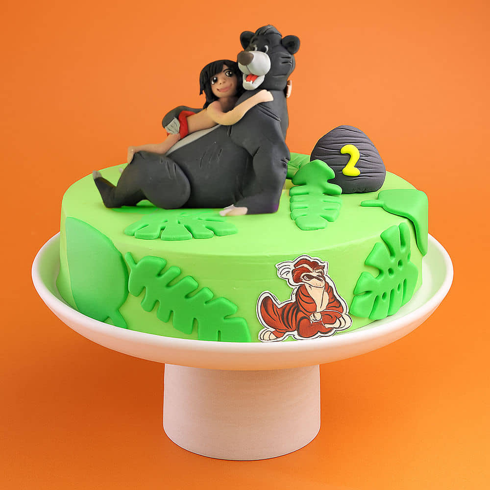 Side View of Mowgli N Friends Celebration Cake
