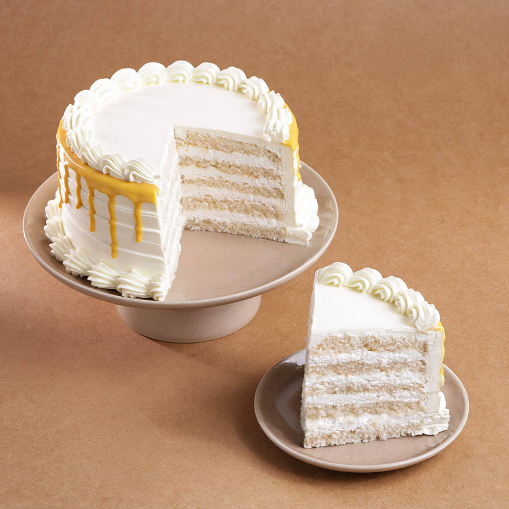 Sliced View of Yellow Glaze Vanilla Cake